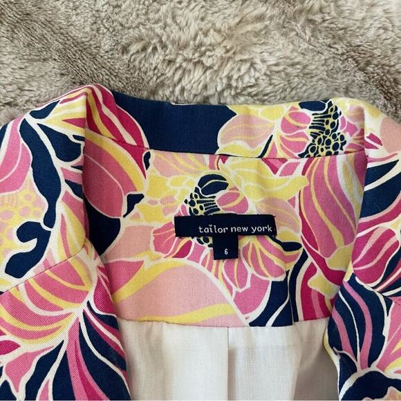 Tailor New York Floral Peony Pink & Navy Blazer - Picture 5 of 6